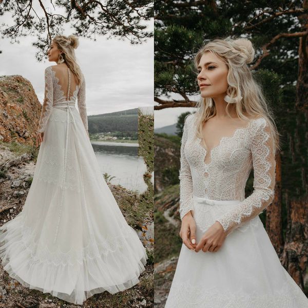 2020 bohemian wedding dress lace appliqued long sleeve sheer v neck vestido de noiva plus size beach boho wedding dresses bridal gowns, White
2020 bohemian wedding dress lace appliqued long sleeve sheer v neck vestido de noiva plus size beach boho wedding dresses bridal gowns, White