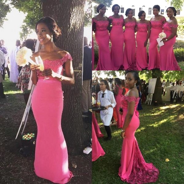 2019 fuchsia african satin mermaid long bridesmaid dresses off the shoulder lace applique wedding guest maid of honor dresses bc2371, White;pink
2019 fuchsia african satin mermaid long bridesmaid dresses off the shoulder lace applique wedding guest maid of honor dresses bc2371, White;pink