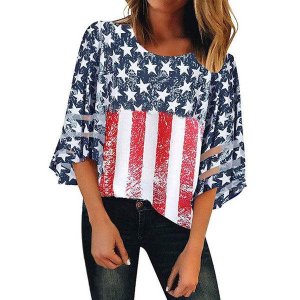 american flag prints blouses women round neck casual mesh panel blouse 3/4 bell sleeve shirt loose women clothes #lr3, White
american flag prints blouses women round neck casual mesh panel blouse 3/4 bell sleeve shirt loose women clothes #lr3, White
