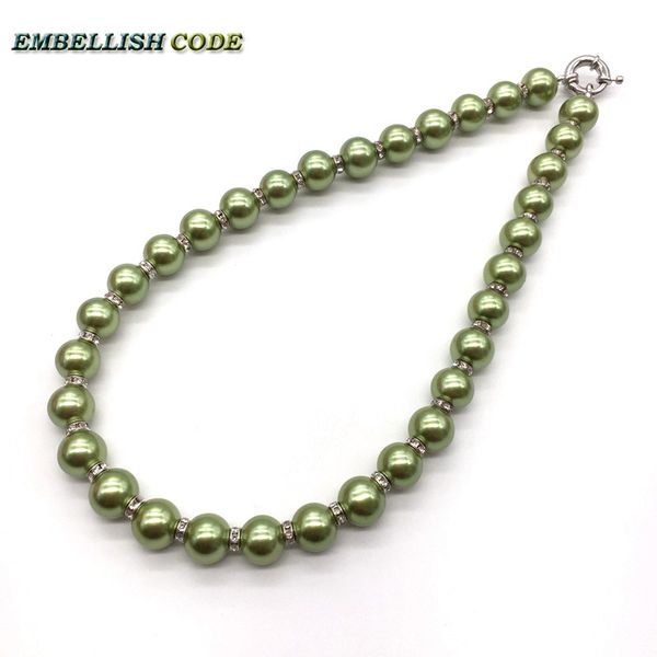 green color 12mm sea shell pearls mother necklace perfect round like ball shape crystal beads classic style for women, Golden;silver
green color 12mm sea shell pearls mother necklace perfect round like ball shape crystal beads classic style for women, Golden;silver