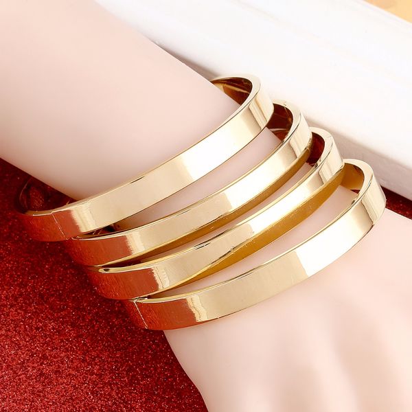 4pcs new open size women high polished simple gold color plain bangles wedding party dubai gold jewelry ethiopian, Black
4pcs new open size women high polished simple gold color plain bangles wedding party dubai gold jewelry ethiopian, Black