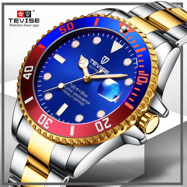 

brand men mechanical watch automatic role date fashione clock male reloj hombre relogio masculino, Slivery;brown