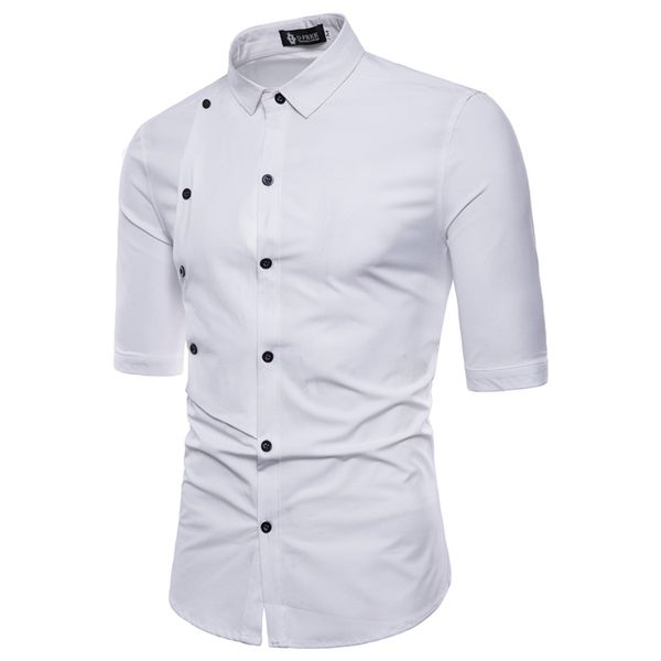 2019 new trendy solid shirt men half sleeve regular fit casual cool men's two line button shirt lapel male social dress shirts, White;black
2019 new trendy solid shirt men half sleeve regular fit casual cool men's two line button shirt lapel male social dress shirts, White;black