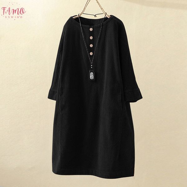 trendy corduroy dress long sleeve women vintage pockets solid button loose dress plus size women clothing jurken grote maten, Black;gray
trendy corduroy dress long sleeve women vintage pockets solid button loose dress plus size women clothing jurken grote maten, Black;gray