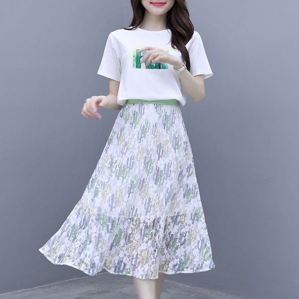 2020 summer rwunay lace skirt sets casual 2 piece set women short lseeve t shirt and calf length a-line skirts suit outfits, White
2020 summer rwunay lace skirt sets casual 2 piece set women short lseeve t shirt and calf length a-line skirts suit outfits, White