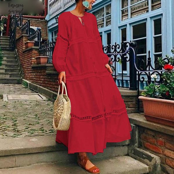 women maxi long dress 2019 vonda autumn lantern sleeve v neck hollow out party dresses casual plus size twill, Black;gray 
women maxi long dress 2019 vonda autumn lantern sleeve v neck hollow out party dresses casual plus size twill, Black;gray