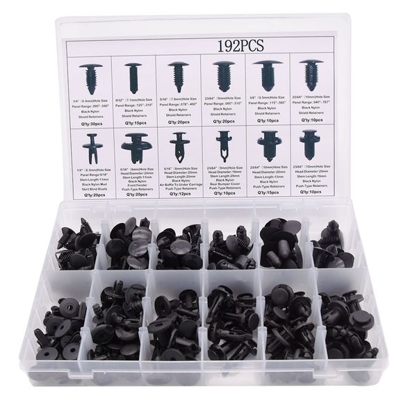 car retainer fastener clips kit auto push pin rivets set bumper door trim panel clips push cover fender car door trim 192pcs
car retainer fastener clips kit auto push pin rivets set bumper door trim panel clips push cover fender car door trim 192pcs