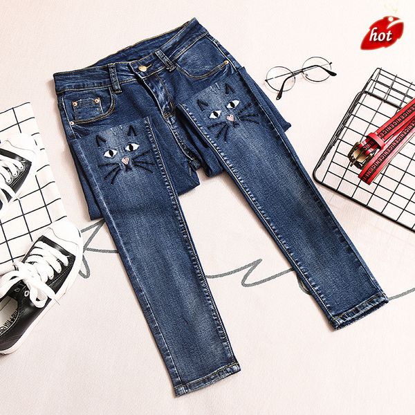 casual high waist cat printing jeans women slim elastic skinny stretch female pencil jeans vintage denim pants plus size o8r2, Blue
casual high waist cat printing jeans women slim elastic skinny stretch female pencil jeans vintage denim pants plus size o8r2, Blue
