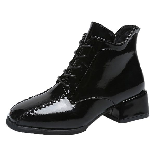women's fashion boots casual lace-up short boots side zipper square-heeled shoes 2019 spring autumn new simplicity fashion, Black
women's fashion boots casual lace-up short boots side zipper square-heeled shoes 2019 spring autumn new simplicity fashion, Black