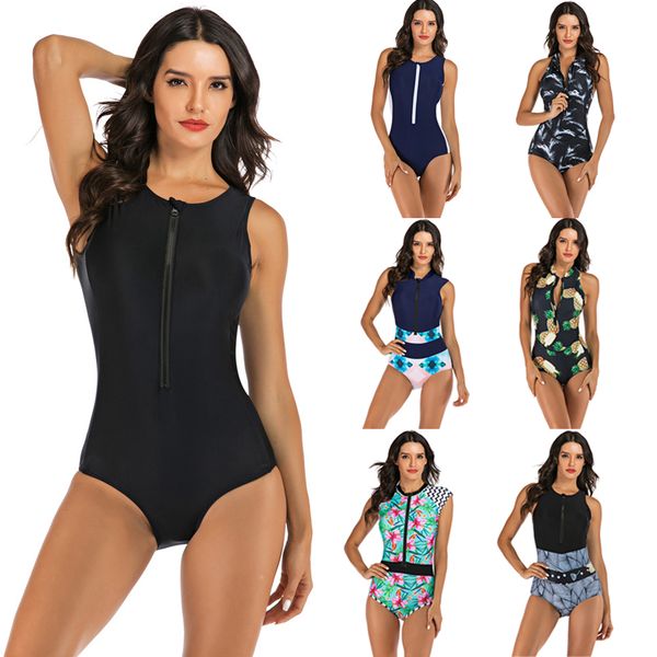 sleeveless rash guard women zipper one piece swimsuit plus size print swimwear push up swim suit high neck monokini black surf, White;black
sleeveless rash guard women zipper one piece swimsuit plus size print swimwear push up swim suit high neck monokini black surf, White;black