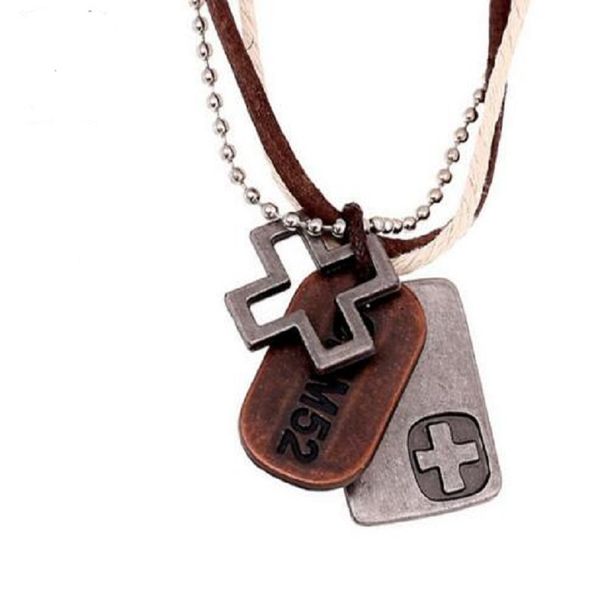 multilayer stainless steel ball leather chain men necklace vintage hollow cross dog tag pendant necklace choker handmade jewelry, Silver
multilayer stainless steel ball leather chain men necklace vintage hollow cross dog tag pendant necklace choker handmade jewelry, Silver