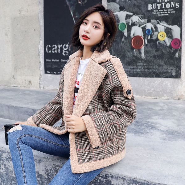 new lamb cashmere coats women fur plaid coat casual outerwear women tweed winter coats, Black
new lamb cashmere coats women fur plaid coat casual outerwear women tweed winter coats, Black