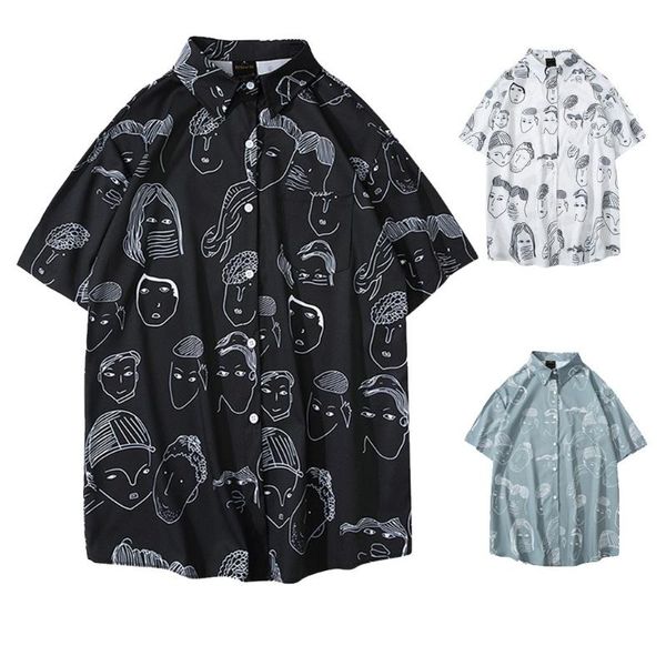 men's casual shirts summer print turn-down collar slim fit short sleeve shirt blouse, White;black
men's casual shirts summer print turn-down collar slim fit short sleeve shirt blouse, White;black