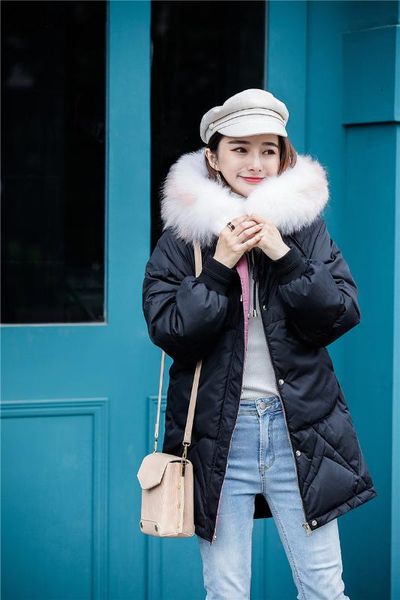 real fur coat natural fur collar 2019 winter jacket women loose short down coat white duck down jacket thick warm parka, Black
real fur coat natural fur collar 2019 winter jacket women loose short down coat white duck down jacket thick warm parka, Black