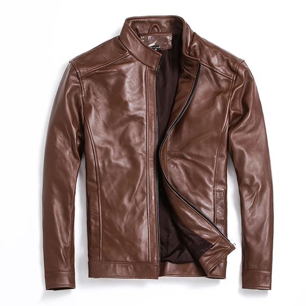 mens leather jackets stand collar classical style genuine leather coats spring autumn casual male clothing, Black
mens leather jackets stand collar classical style genuine leather coats spring autumn casual male clothing, Black