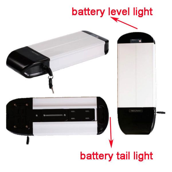 rear rack 36v 48v 52v 10ah lithium li-ion giant ebike battery with tail light and level show
rear rack 36v 48v 52v 10ah lithium li-ion giant ebike battery with tail light and level show