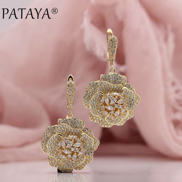pataya new trendy 585 rose gold extreme luxury micro-wax inlay natural zircon flowers drop earrings women wedding party jewelry, Silver
pataya new trendy 585 rose gold extreme luxury micro-wax inlay natural zircon flowers drop earrings women wedding party jewelry, Silver