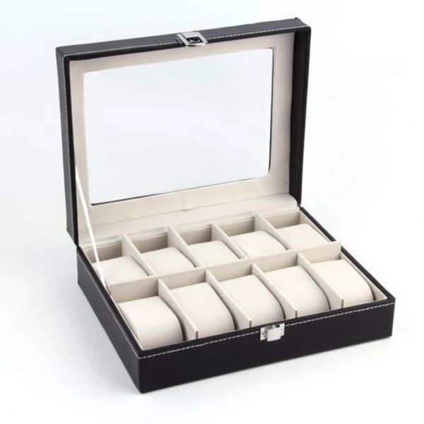 2019 fashion 10 grids pu leather watch boxes storage organizer box luxury jewelry ring display watch case black display case box, Black;blue
2019 fashion 10 grids pu leather watch boxes storage organizer box luxury jewelry ring display watch case black display case box, Black;blue
