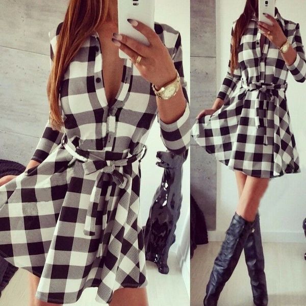 womens check shirt mini dress ladies long sleeve plaid romper dress size s-xl, Black;gray
womens check shirt mini dress ladies long sleeve plaid romper dress size s-xl, Black;gray