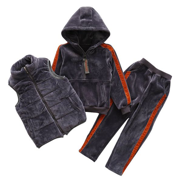 children's 3 pcs/set winter clothes girls boys velour sportswear outerwear winter overcoat suit hooded coats vest sweatshirts, White
children's 3 pcs/set winter clothes girls boys velour sportswear outerwear winter overcoat suit hooded coats vest sweatshirts, White