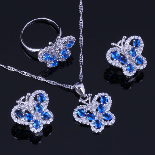 gleaming butterfly blue cubic zirconia white cz 925 sterling silver jewelry sets for women earrings pendant chain ring v0997
gleaming butterfly blue cubic zirconia white cz 925 sterling silver jewelry sets for women earrings pendant chain ring v0997