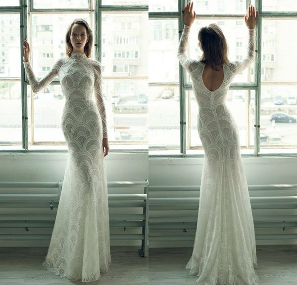 ersa atelier mermaid wedding dresses high neck lace hollow back floor length beach wedding dress custom pearls long sleeve bridal gowns, White
ersa atelier mermaid wedding dresses high neck lace hollow back floor length beach wedding dress custom pearls long sleeve bridal gowns, White