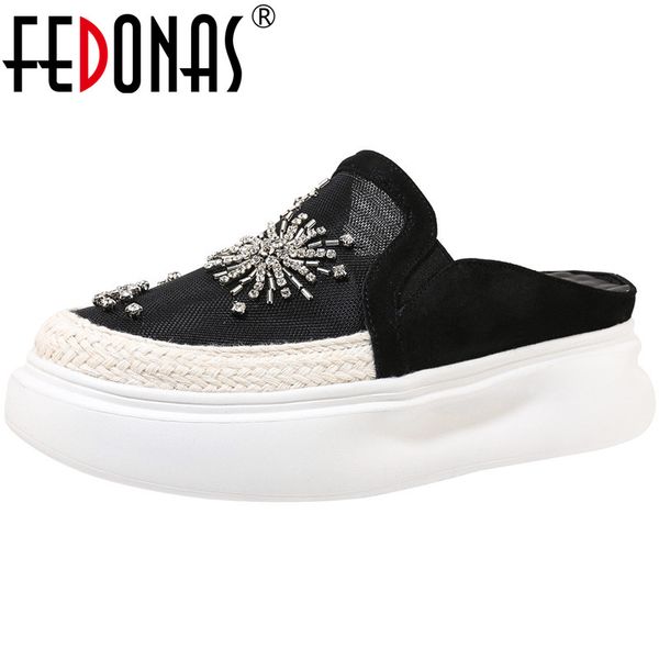 fedonas rhinestone slingbacks women platforms flats genuine leather round toe shoes new party casual shoes woman heels size 34, Black
fedonas rhinestone slingbacks women platforms flats genuine leather round toe shoes new party casual shoes woman heels size 34, Black