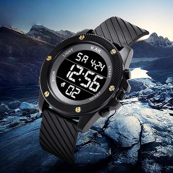 kak stylish sports waterproof luminous round time date alarm men's digital-watch, Slivery;brown
kak stylish sports waterproof luminous round time date alarm men's digital-watch, Slivery;brown