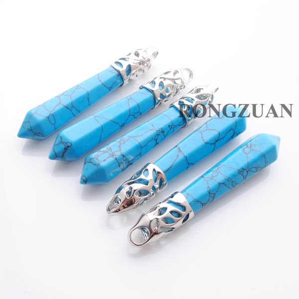 natural gemstone blue turquoise hexagonal reiki chakra pendulum pendants for jewelry making women necklace accessories dn3004, Silver
natural gemstone blue turquoise hexagonal reiki chakra pendulum pendants for jewelry making women necklace accessories dn3004, Silver