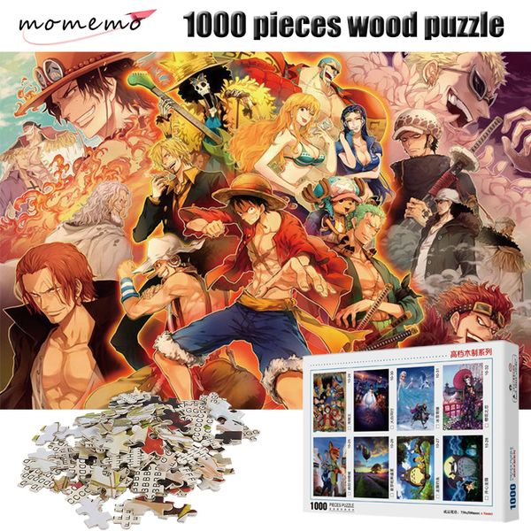 momemo wooden puzzle 1000 pieces one piece high definition cartoon anime puzzles entertainment toys 1000 pieces puzzle y200421