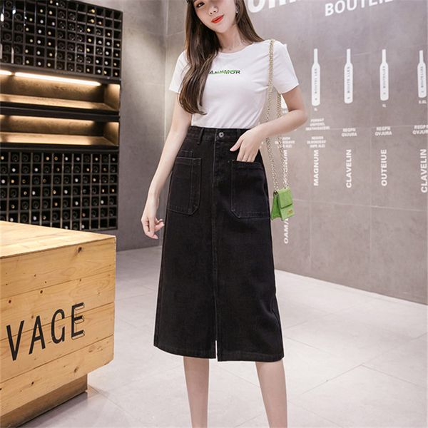 summer slim was thin skirt ladies korea retro high waist women jeans skirts washed furcal split chic a-line denim skirt, Black
summer slim was thin skirt ladies korea retro high waist women jeans skirts washed furcal split chic a-line denim skirt, Black