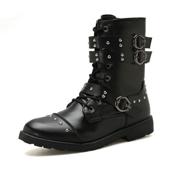 Men Martin Boots PU Leather Shoes New Men Rivet Zipper Shoes Mid-Calf Boots Male Low Heels Men Boots, Black
Men Martin Boots PU Leather Shoes New Men Rivet Zipper Shoes Mid-Calf Boots Male Low Heels Men Boots, Black