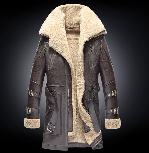 men winter thicker fur one leather coat men's double collar long sheepskin leather jacket high-end genuine outwear coats, Black
men winter thicker fur one leather coat men's double collar long sheepskin leather jacket high-end genuine outwear coats, Black
