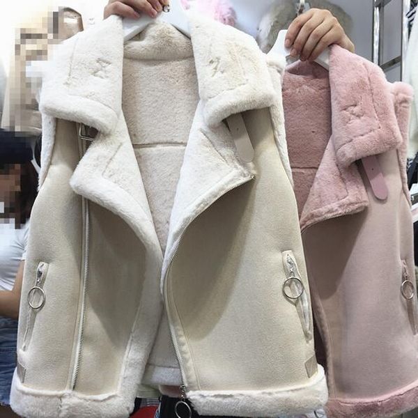 women's vests 2021 suede lamb's wool vest thick winter jacket women zipper warm parkas sleeveless outwear cotton waistcoat dc482, Black;white
women's vests 2021 suede lamb's wool vest thick winter jacket women zipper warm parkas sleeveless outwear cotton waistcoat dc482, Black;white