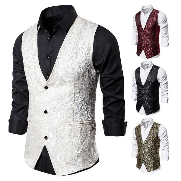 2019 men print vest shinny fashion male wear steampunk vest man sleeveless coats stage vests autumn male wedding vests, Black;white
2019 men print vest shinny fashion male wear steampunk vest man sleeveless coats stage vests autumn male wedding vests, Black;white