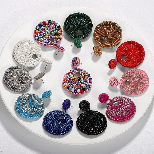 new trendy fashion luxury designer exaggerated bohemia colorful hand beaded geometric circular stud earrings for woman, Golden;silver
new trendy fashion luxury designer exaggerated bohemia colorful hand beaded geometric circular stud earrings for woman, Golden;silver