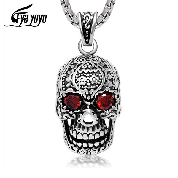 eyeyoyo skull necklace vintage punk men titanium steel red eye skull pendant necklace, Silver
eyeyoyo skull necklace vintage punk men titanium steel red eye skull pendant necklace, Silver