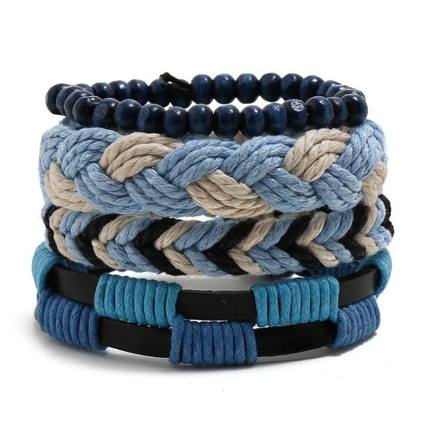 4pcs/set bracelet bangle set for man woman blue rope leather braided adjustable wood bead wristband jewelry gift wholesale, Golden;silver
4pcs/set bracelet bangle set for man woman blue rope leather braided adjustable wood bead wristband jewelry gift wholesale, Golden;silver