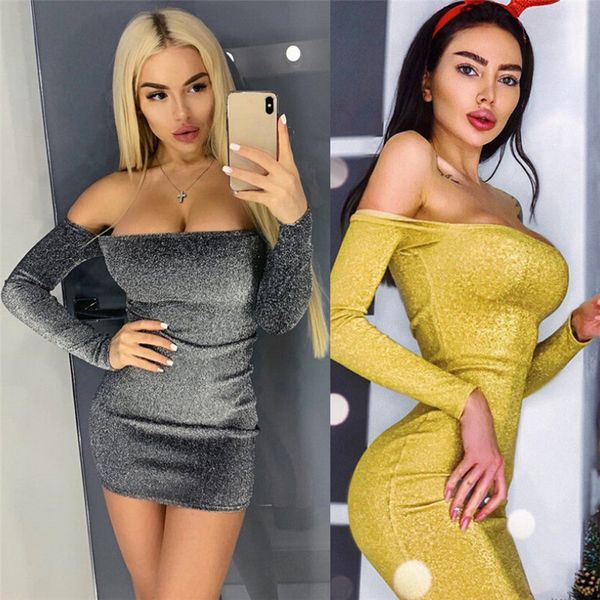 women ladies solid sequined dress 2019 off shoulder slash neck long sleeve new casual slim mini evening party dress bodycon, Black;gray
women ladies solid sequined dress 2019 off shoulder slash neck long sleeve new casual slim mini evening party dress bodycon, Black;gray