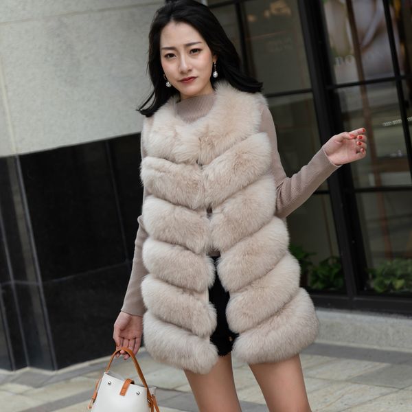 2019 new real natural fur vest ladies winter long section warm fashion six section vest, Black
2019 new real natural fur vest ladies winter long section warm fashion six section vest, Black