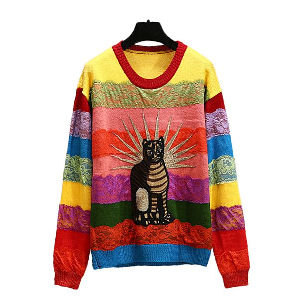 2019 new spring cat embroidered lace luxury women designer sweaters fashion casual women sweater pull femme pullover plus size s-l, White;black
2019 new spring cat embroidered lace luxury women designer sweaters fashion casual women sweater pull femme pullover plus size s-l, White;black