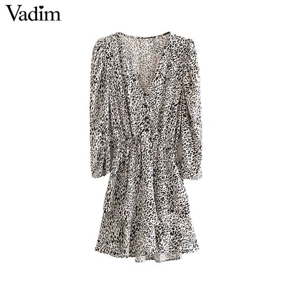 vadim women casual leopard print mini dress v neck long sleeve elastic waist vintage female a line dresses vestidos qd406, Black;gray
vadim women casual leopard print mini dress v neck long sleeve elastic waist vintage female a line dresses vestidos qd406, Black;gray