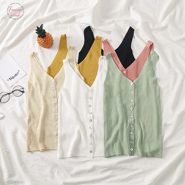 womens knitteed ribbed v neck crop tank solid single breasted sleeveless stretch buttons camis 2020 summer lady vests, White
womens knitteed ribbed v neck crop tank solid single breasted sleeveless stretch buttons camis 2020 summer lady vests, White