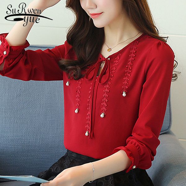 new 2019 fashion chiffon women shirt blouse long sleeves red women's clothing plus size v-neck beading women blusas 80b 30, White
new 2019 fashion chiffon women shirt blouse long sleeves red women's clothing plus size v-neck beading women blusas 80b 30, White