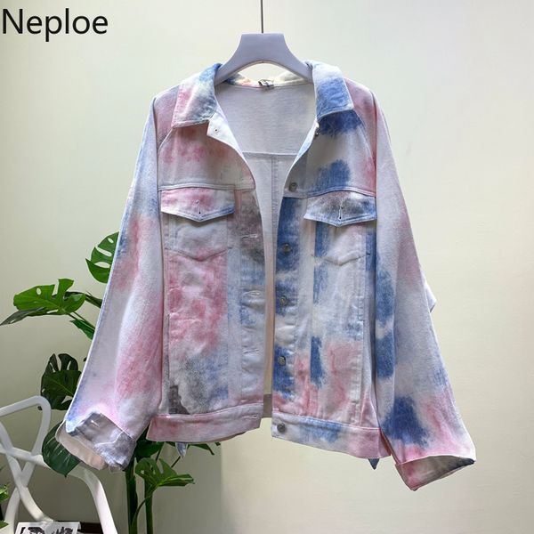 women's jackets neploe women tie dyeing jeans jacket 2021 korean long batwing sleeve demin coat single breasted causal outwear 52729, Black;brown
women's jackets neploe women tie dyeing jeans jacket 2021 korean long batwing sleeve demin coat single breasted causal outwear 52729, Black;brown