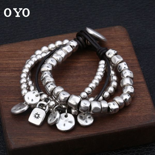 s999 pure silver personality multi-layer leather rope bracelet for men and women ing, Golden;silver
s999 pure silver personality multi-layer leather rope bracelet for men and women ing, Golden;silver