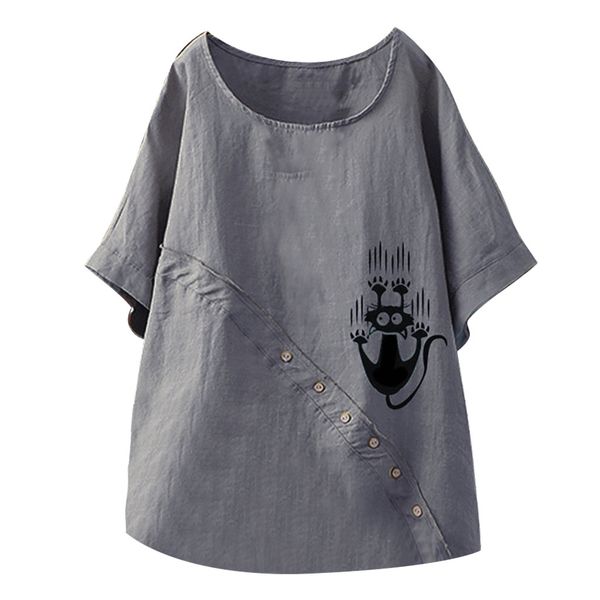 2019 summer new women's tshirt cotton casual cartoon cat print korean o-neck female tshirts plus size short sleeve, White
2019 summer new women's tshirt cotton casual cartoon cat print korean o-neck female tshirts plus size short sleeve, White