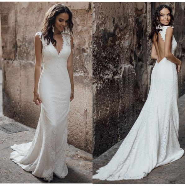 elegant deep v neck lace mermaid wedding dresses 2020 hollow back backless sweep train wedding bridal gowns, White
elegant deep v neck lace mermaid wedding dresses 2020 hollow back backless sweep train wedding bridal gowns, White