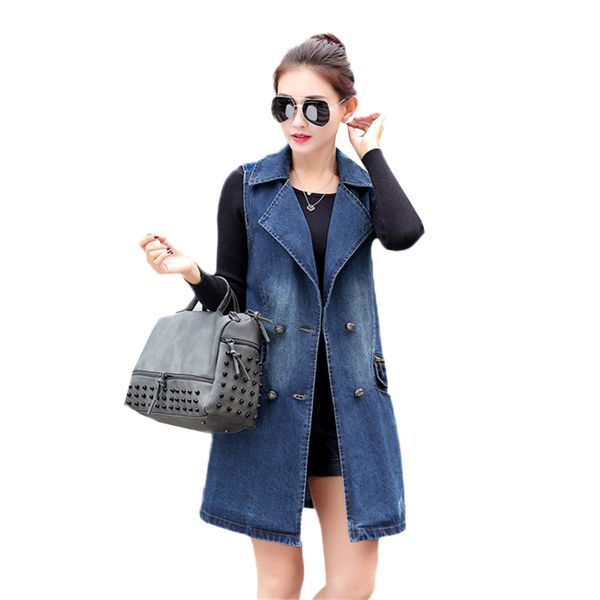 women vest 2019 fashion large size denim sleeveless coat spring medium long double breasted vest autumn denim waistcoat jia141, Black;white
women vest 2019 fashion large size denim sleeveless coat spring medium long double breasted vest autumn denim waistcoat jia141, Black;white