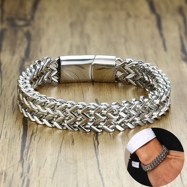 men bali tulang naga silverly double rows foxtail franco wheat chain bracelet in stainless steel 12mm wide heavy wristband 8.6in, Black
men bali tulang naga silverly double rows foxtail franco wheat chain bracelet in stainless steel 12mm wide heavy wristband 8.6in, Black